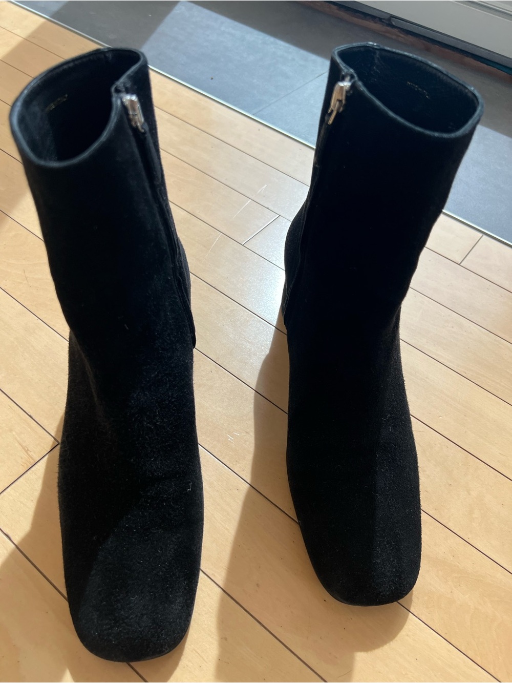 Prada Black Suede Ankle Boots with Side Zip